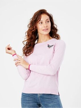 🐓 Joules Women’s Tina Chicken Pink Crewneck Sweater - Size 12 Farmhouse